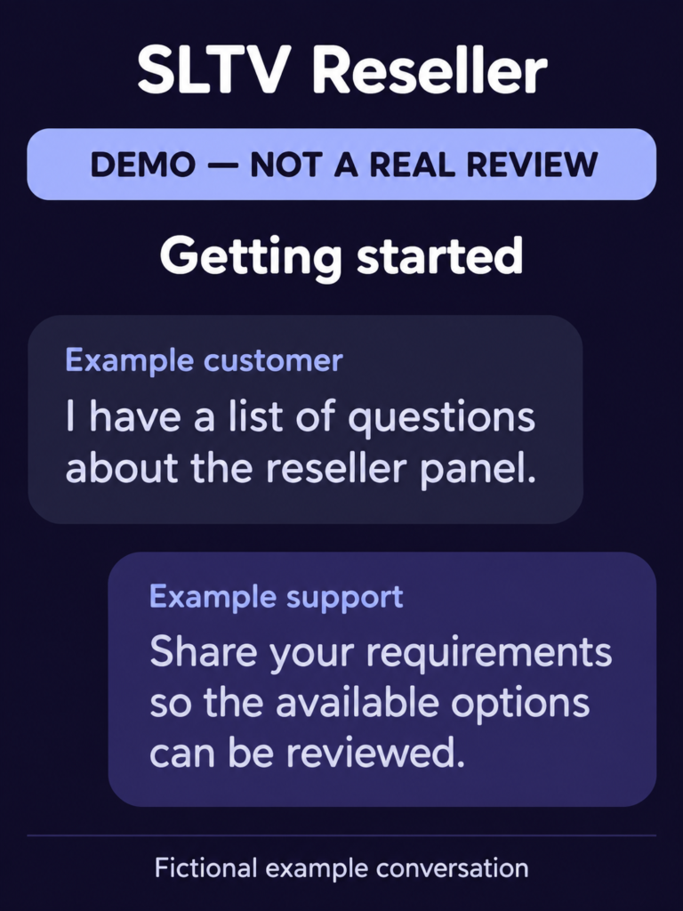 Fictional SLTV example conversation about getting started. Not a real customer review.